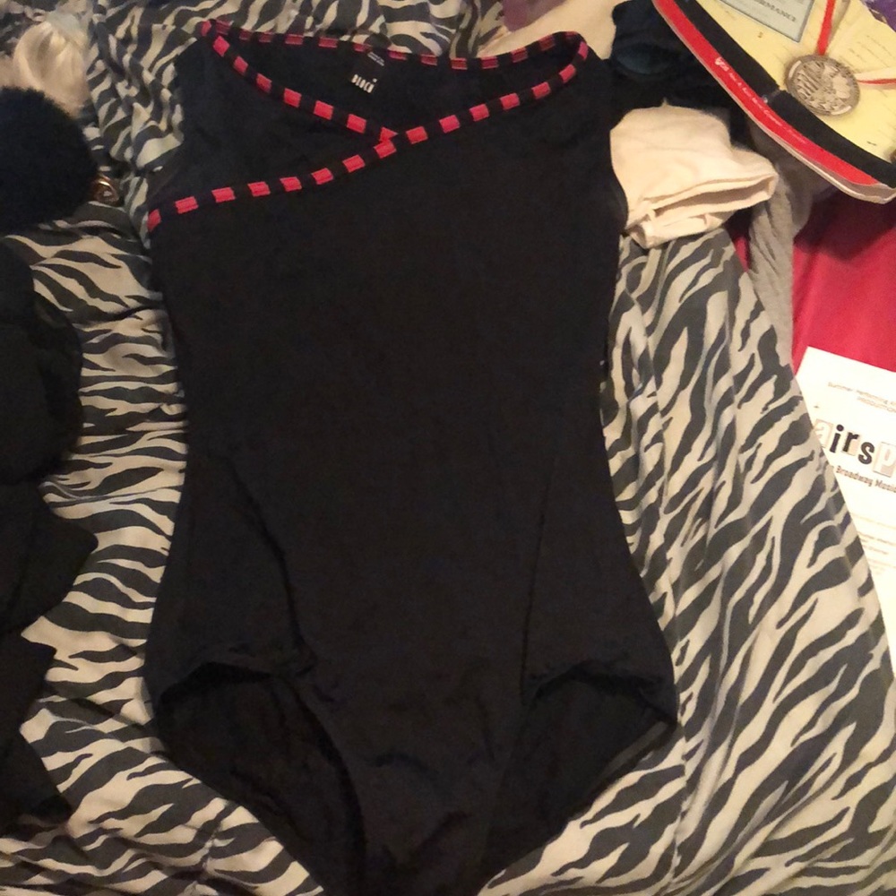 Black and pink dance leotard